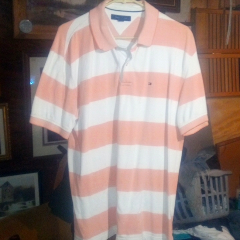 Men's XL PEACH/WHITE Polo Shirt